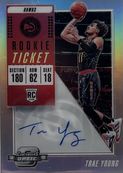 Trae Young 2018 Contenders Optic #124 Rookie Ticket Auto (Facing